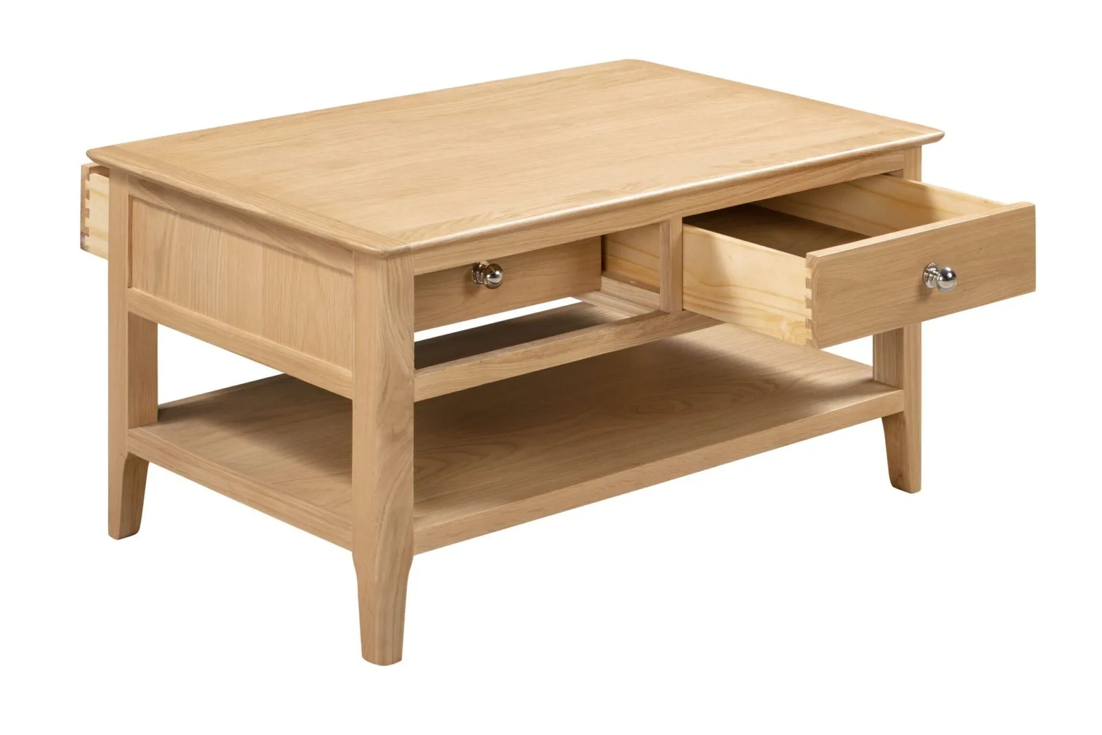 netfurniture Penine Coffee Table 2 Drawers in Light Oak