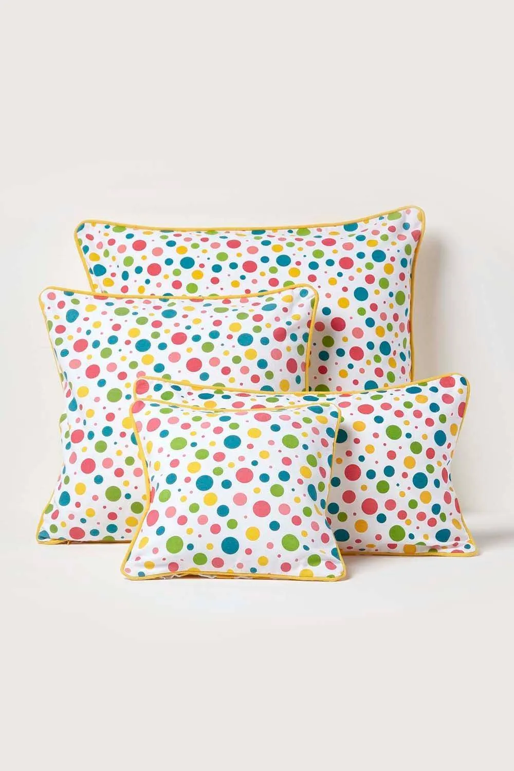 Homescapes Cotton Multi Colour Polka Dots Cushion Cover 6