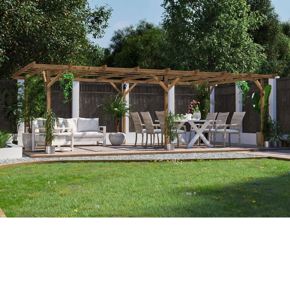 Dunster House Wooden Pergola Kit 6x3m Pressure Treated Heavy Duty Utopia in Brown 3
