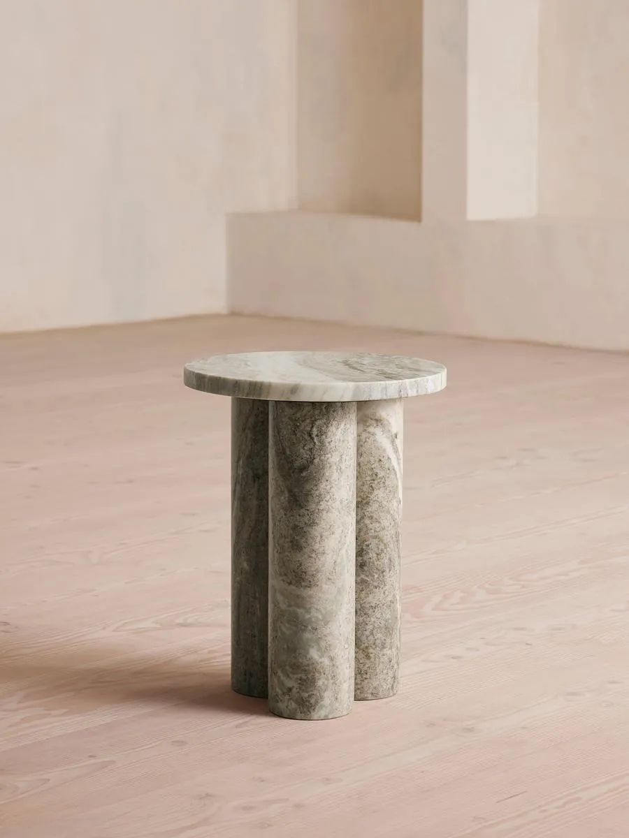 Tisbury Side Table, Dark Terra Bianca Marble
