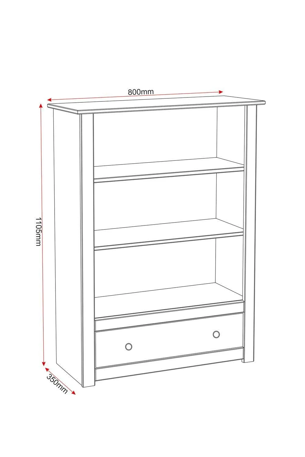 Seconique Panama 1 Drawer Bookcase in White 6