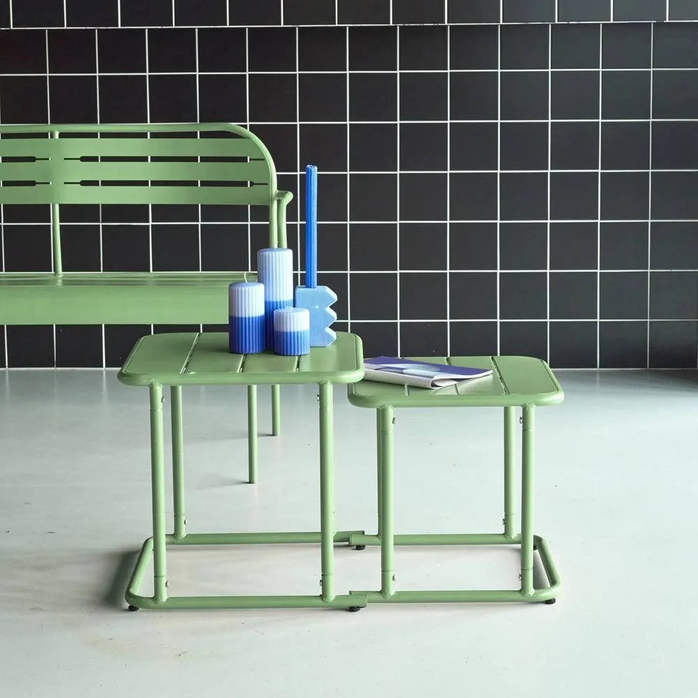 sweeek Square outdoor nesting table in steel in Green 3