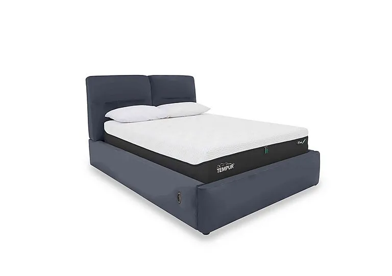 Stark Leather Electric Ottoman Bed Frame - King Size - BV Ocean Blue