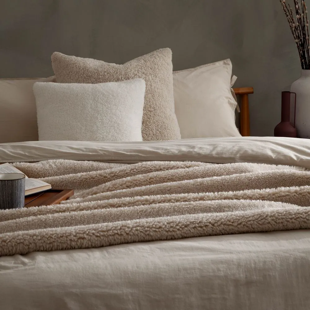 Yard Olann Faux Shearling Cushion in White 5