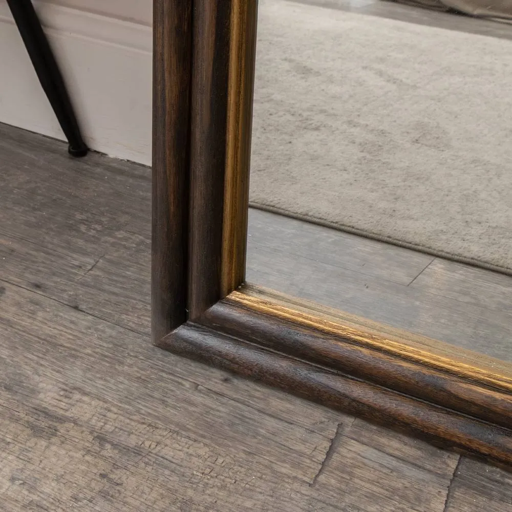 Melody Maison Large Dark Arched Wood & Gold Framed Wall & Leaner Mirror - 166cm X 70cm in Brown 4