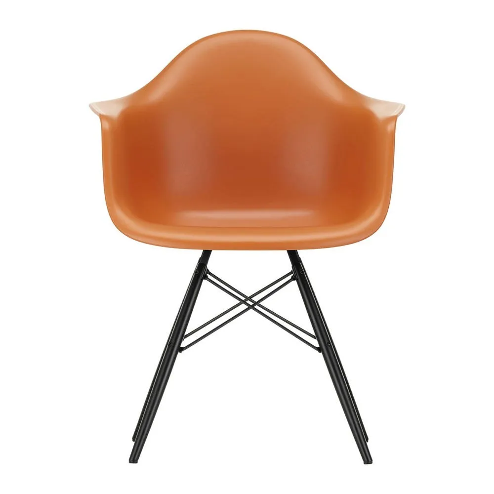 Vitra Eames DAW Armchair New Height Rusty Orange Black Maple Base 2