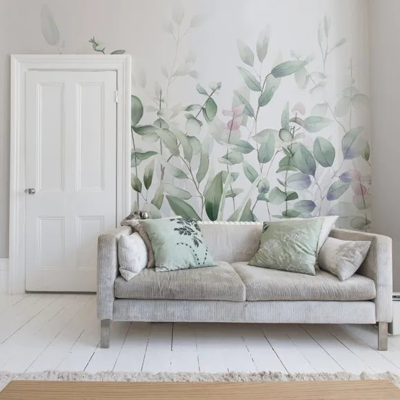 Watercolour Leaves Wall Mural 1