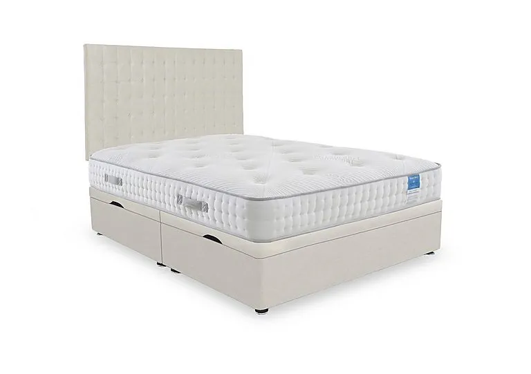 Ergo Deluxe Side Lift Ottoman Divan Set - Super King - Plush Ecru