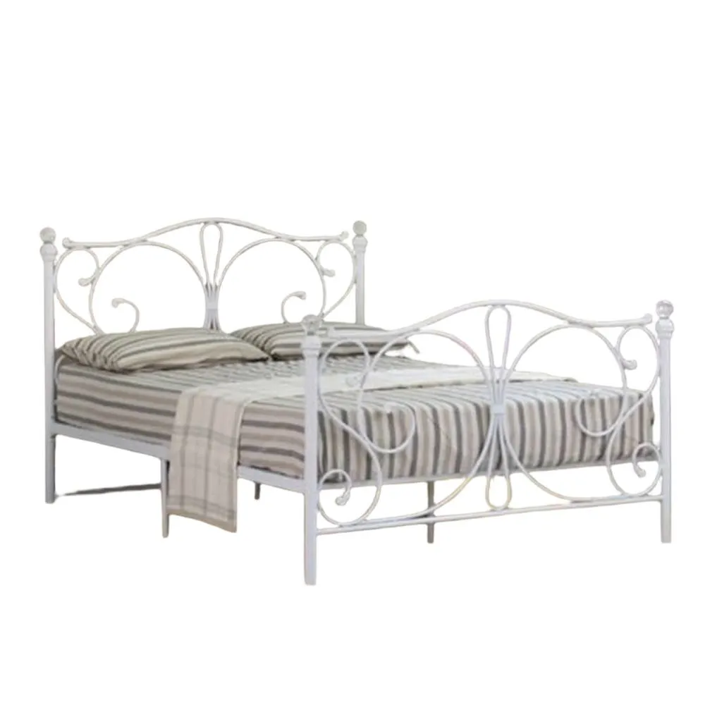 Comfy Living Ltd Metal Crystal Finial Bed Frame in White 2