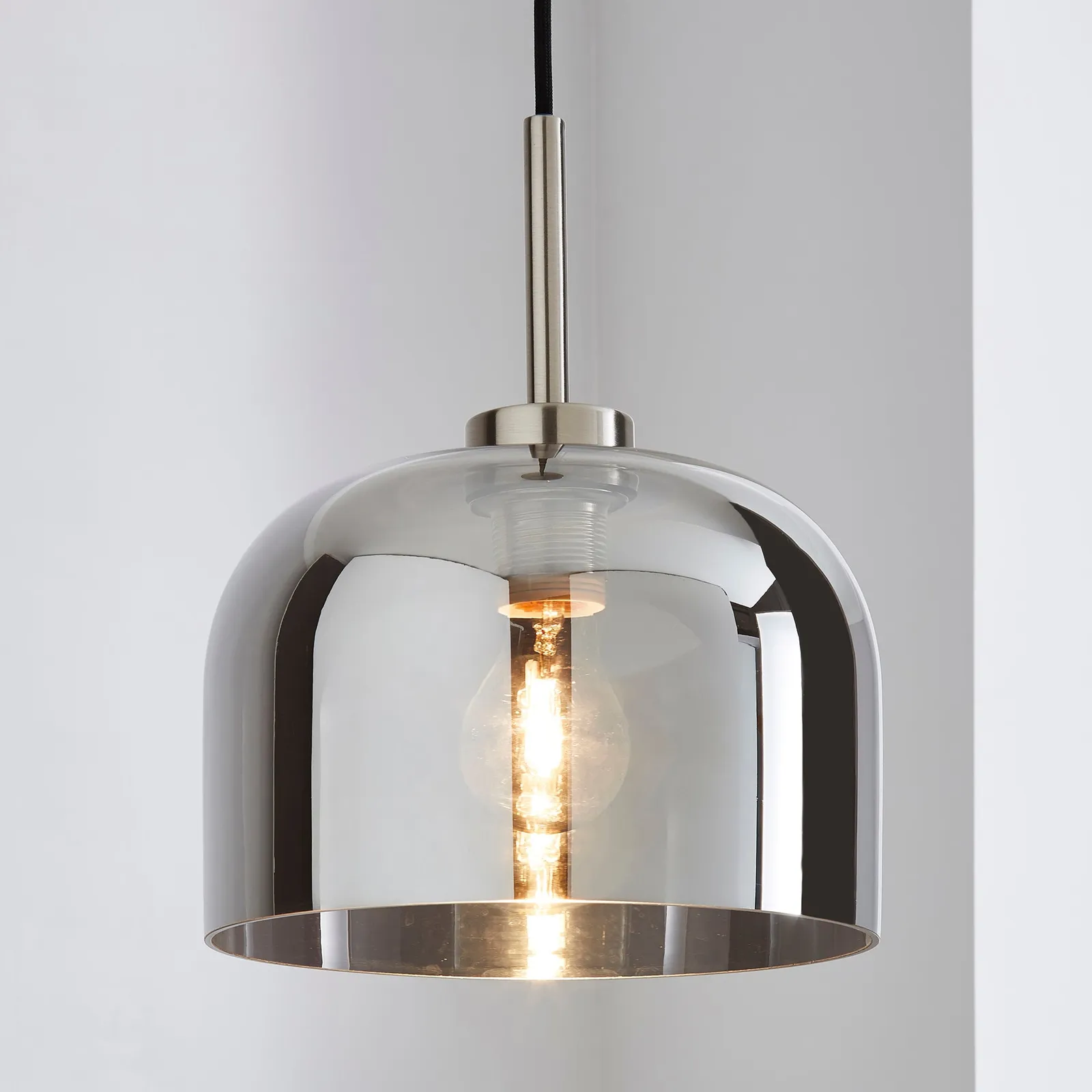 Palazzo Smoked Glass Pendant Ceiling Fitting Chrome
