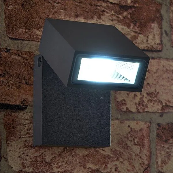 Netlighting Morti Integrated LED 1 Light Outdoor Wall Light Textured Dark Matt Anthracite Glass IP44 in Black 2