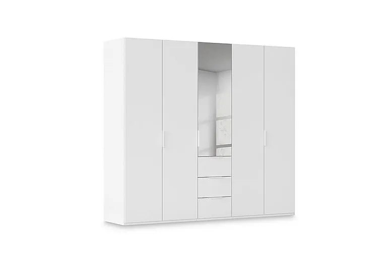 Haven 251cm 5 Door Combi Décor Wardrobe with 4 Décor Doors and 1 Mirror Door - Alpine White