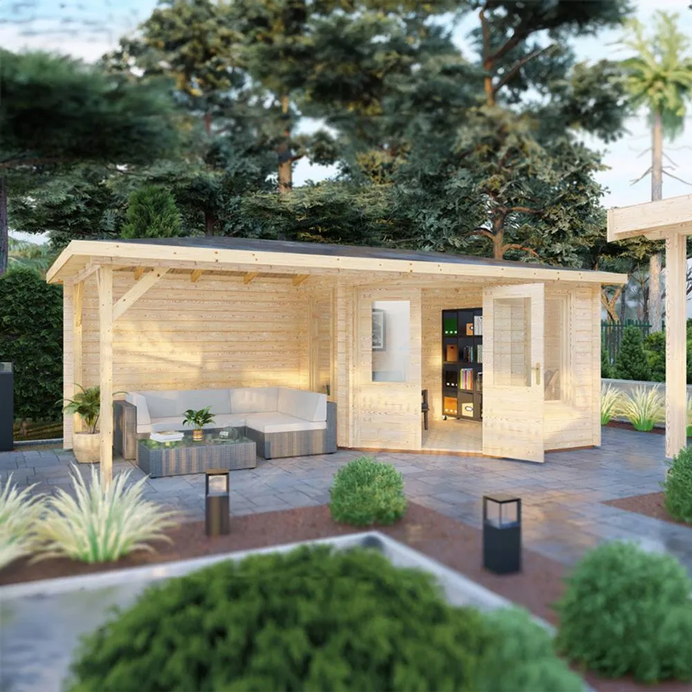 Shires Amarrillo 10 x 20 Feet 44 mm Corner Log Cabin - L280 x W576 x H247.6cm in Light Brown 2