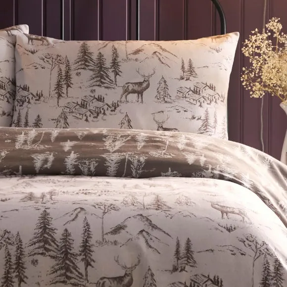 Dreams & Drapes Alpine Stag 100% Cotton Duvet Cover & Pillowcase Set 2