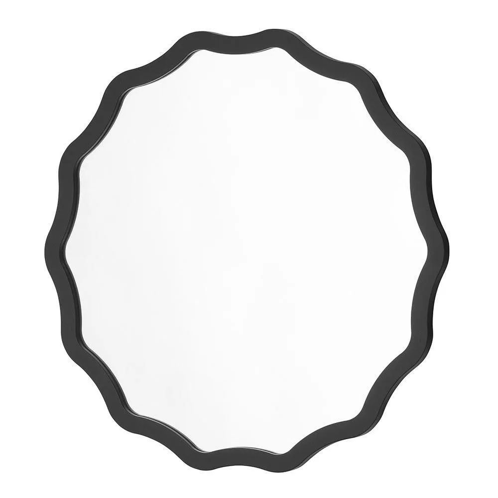 Yearn Mirrors Black Ripple Framed Circular Wall Mirror 90x90cm 2