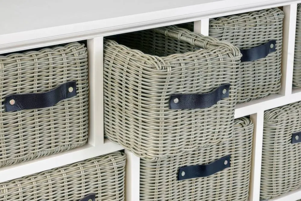 Statement Furniture Tetbury 9 Drawer Storage Unit - White with Grey Extra-Strong Baskets 5