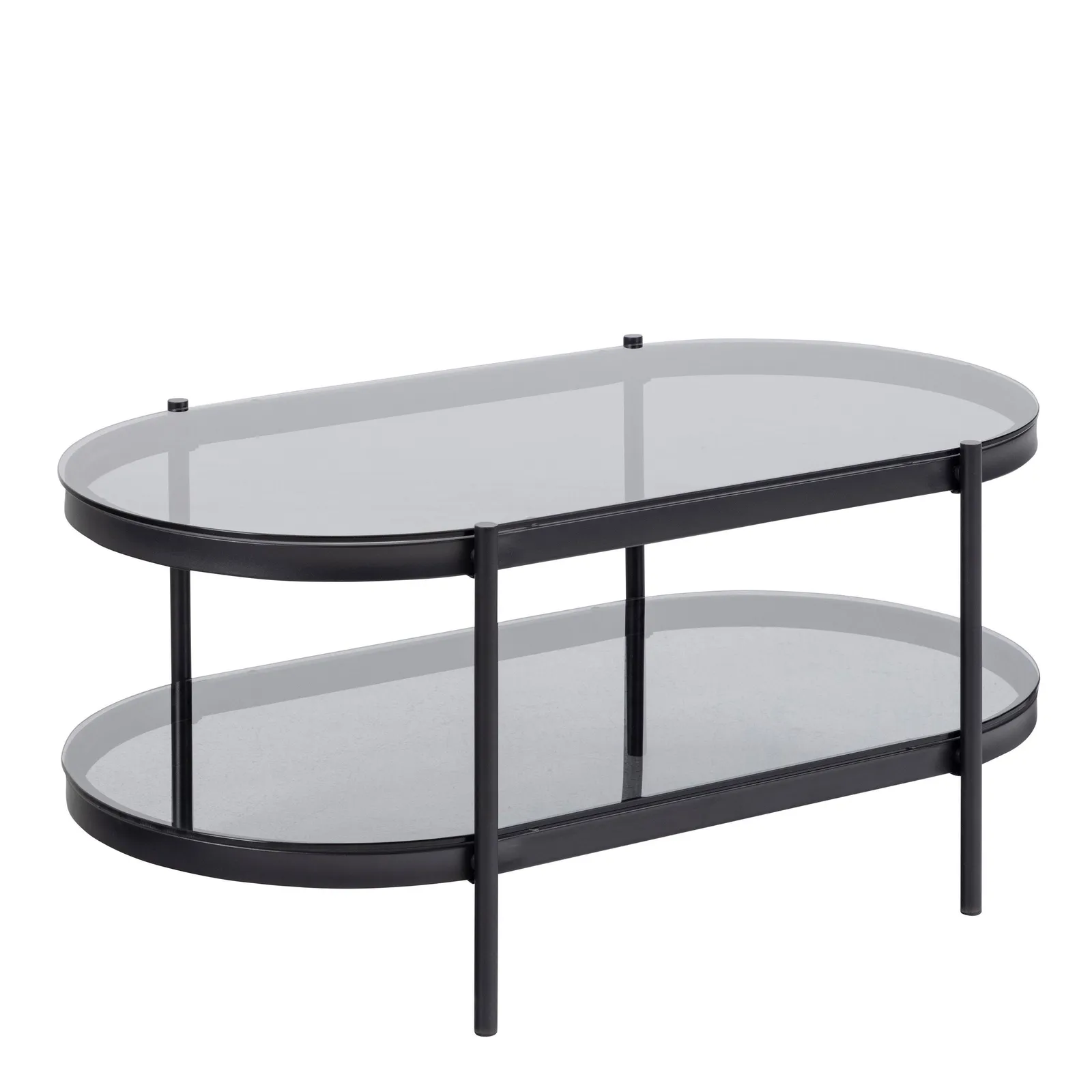 Furniture To Go Bayonne Oval Coffee Table with Smoked Glass Top in Black