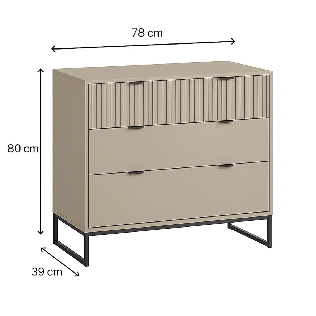 Melody Maison Large 3 Drawer Chest Of Drawers - Hesley Taupe Stone Range in Grey 5