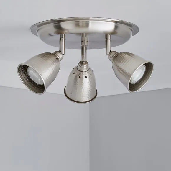 Filbert 3 Light Hammered Chrome Semi Flush Spotlight 2