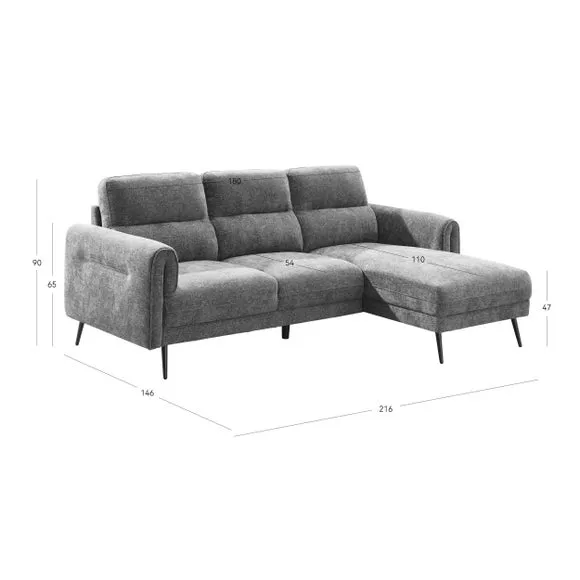 Kelso 3 Seater Chenille Corner Chaise Sofa 4