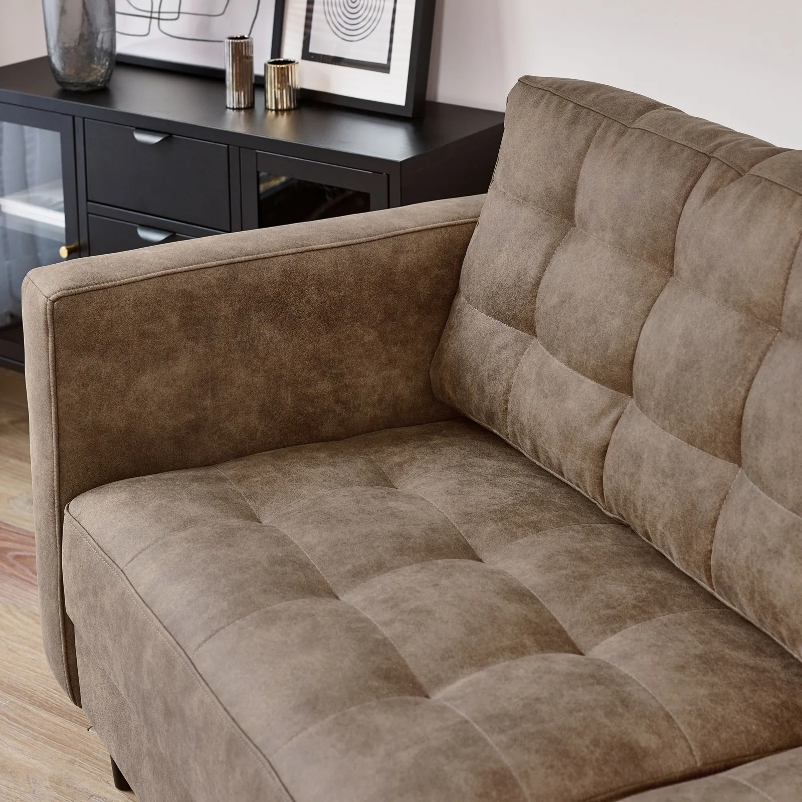 FurnitureboxUK Jade Brown Faux Leather 3 Seater Sofa 4