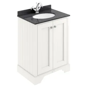 Bayswater Victrion Pointing White Traditional Freestanding Vanity Unit & Black Marble Top Basin - 600mm
