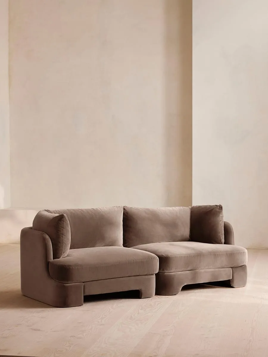 Odell Modular Sofa, Three Seater, Velvet, Taupe