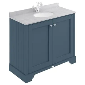 Bayswater Victrion Stiffkey Blue Traditional Freestanding Vanity Unit & Grey Marble Top Basin - 1000mm