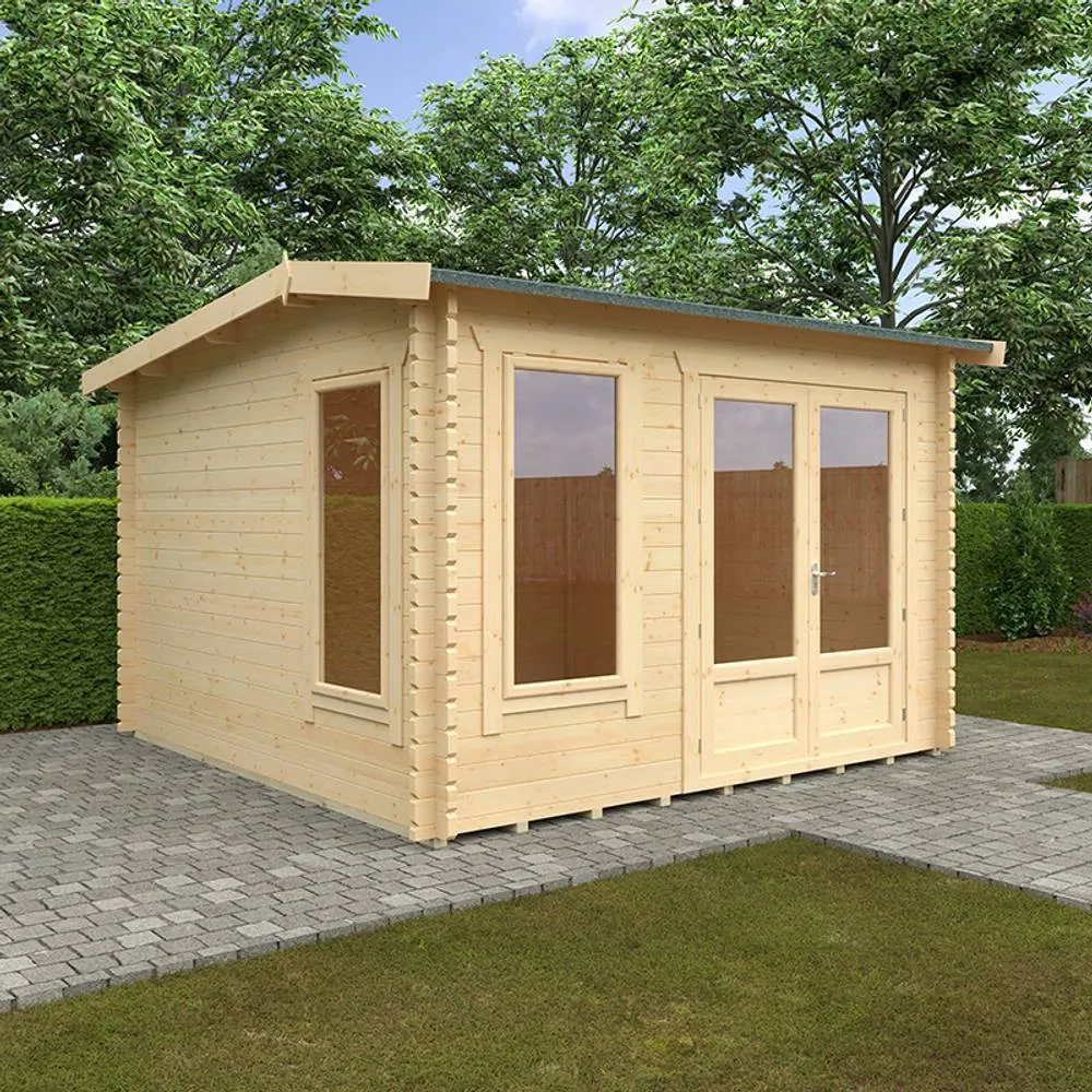 Buttercup Farm 12x12w The Longleat Plus 44mm Cabin - L355 x W355 x H247 cm in Natural 2