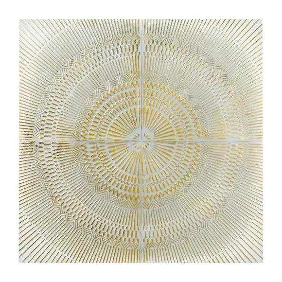 Return - Antiqued White and Gold Textured Metal Wall Art 2