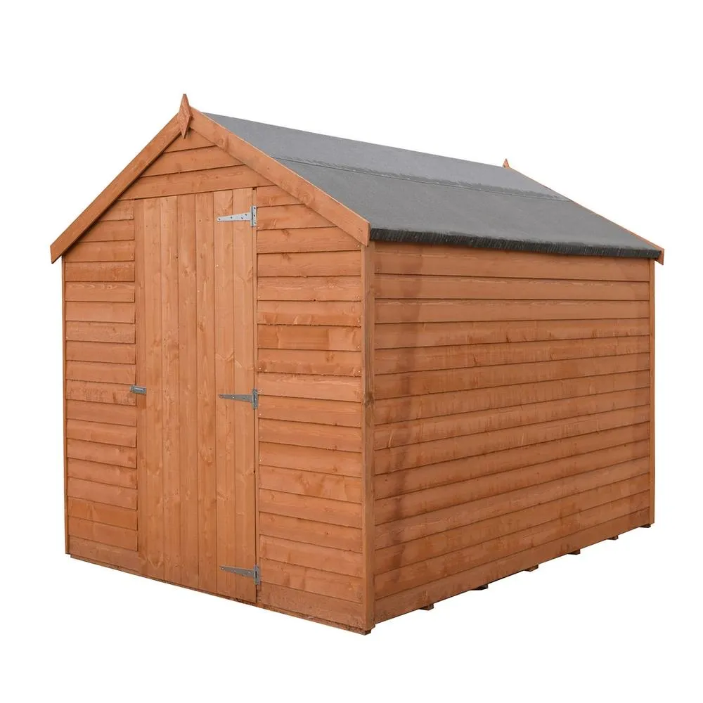 Shires Overlap 7 x 5 Feet Dip Treated Value Range Apex Shed Single Door in Brown 2