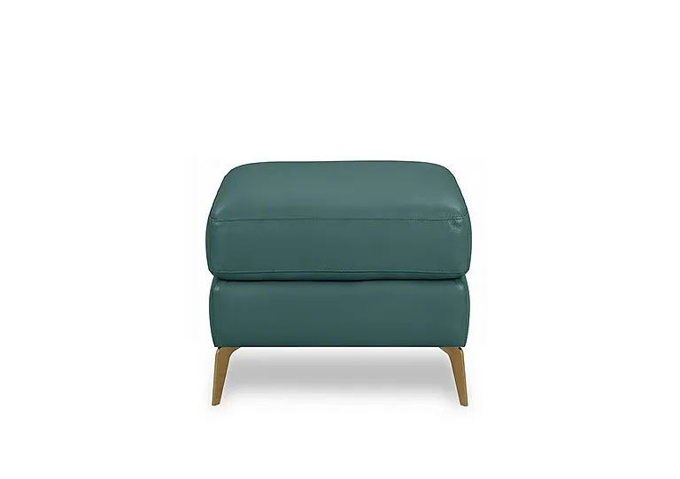 Eclipse Leather Footstool - Lake Green