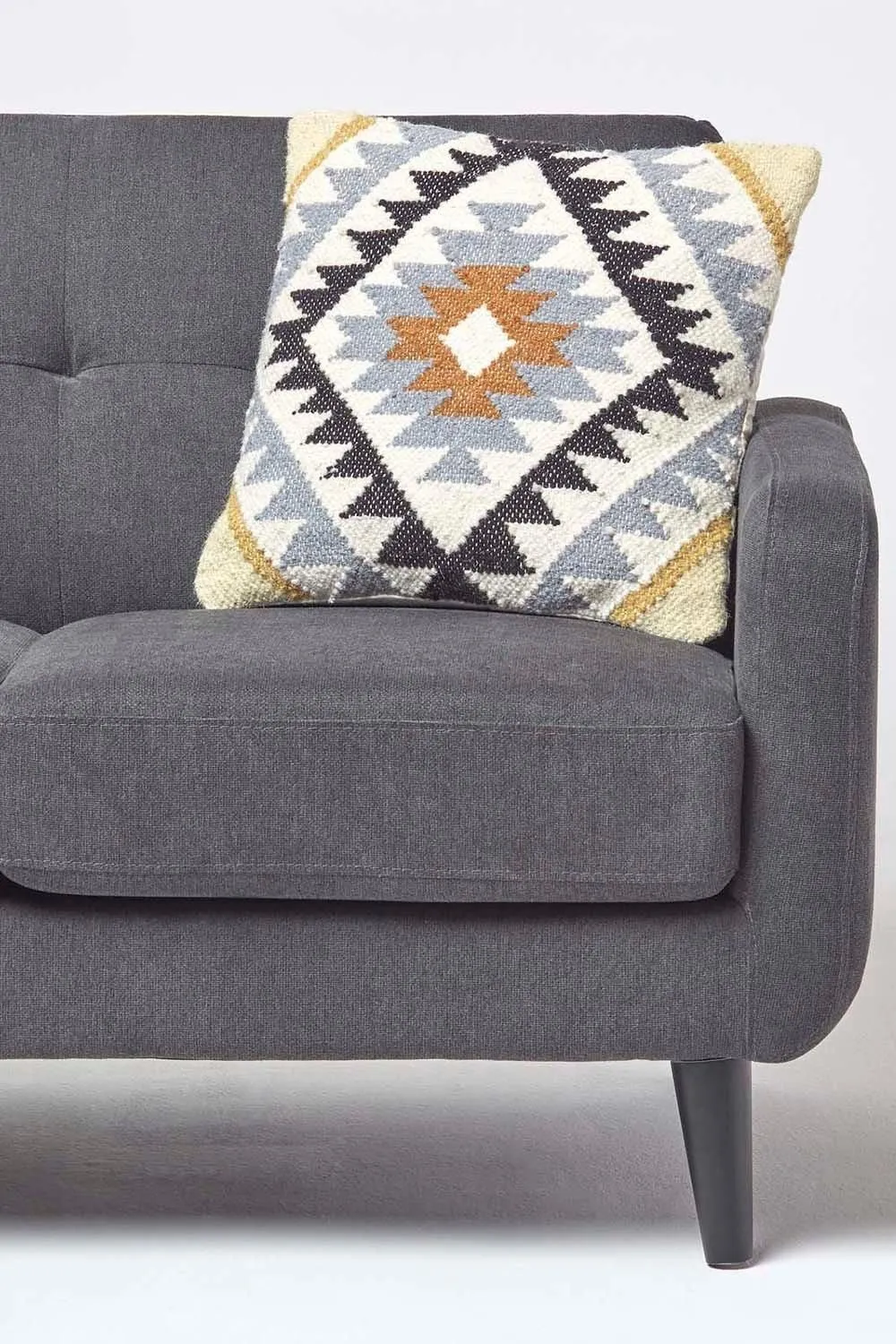 Homescapes Handwoven Kilim Cushion with Feather Filling in Gold 3