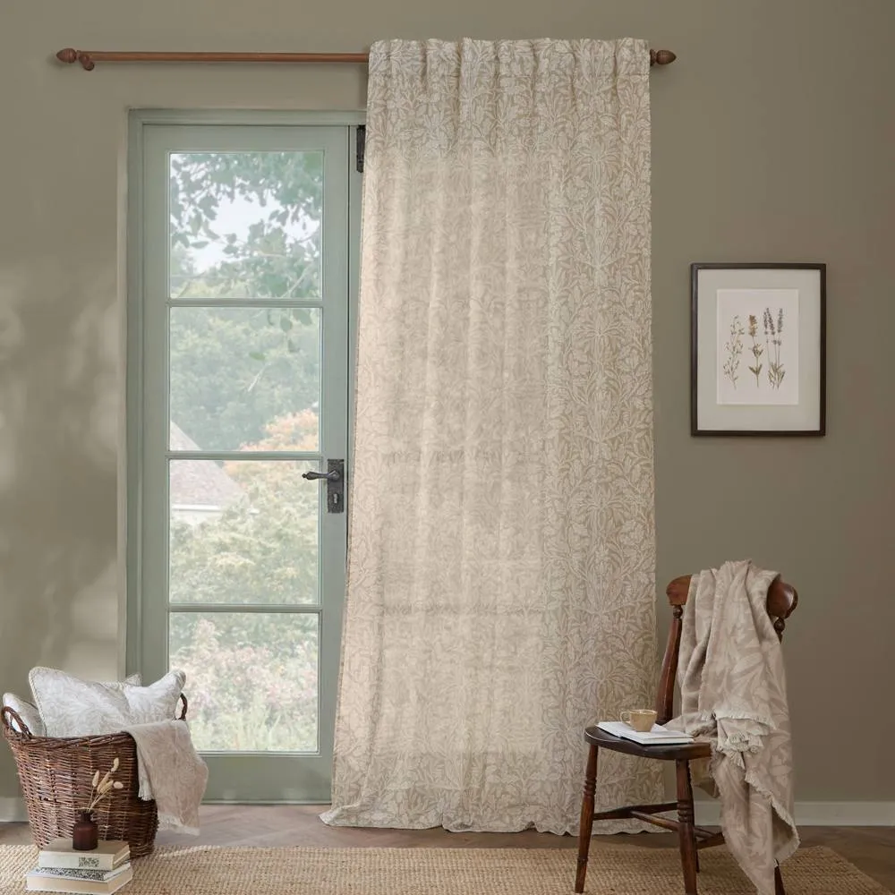Morris & Co Acorn Sheer Curtain Panel in Cream 4