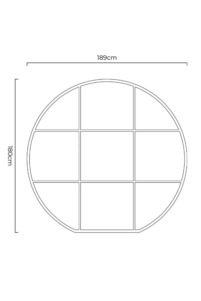 MirrorOutlet Black Framed Flat Bottom Circular Garden Wall Mirror (189CM X 180CM) 3