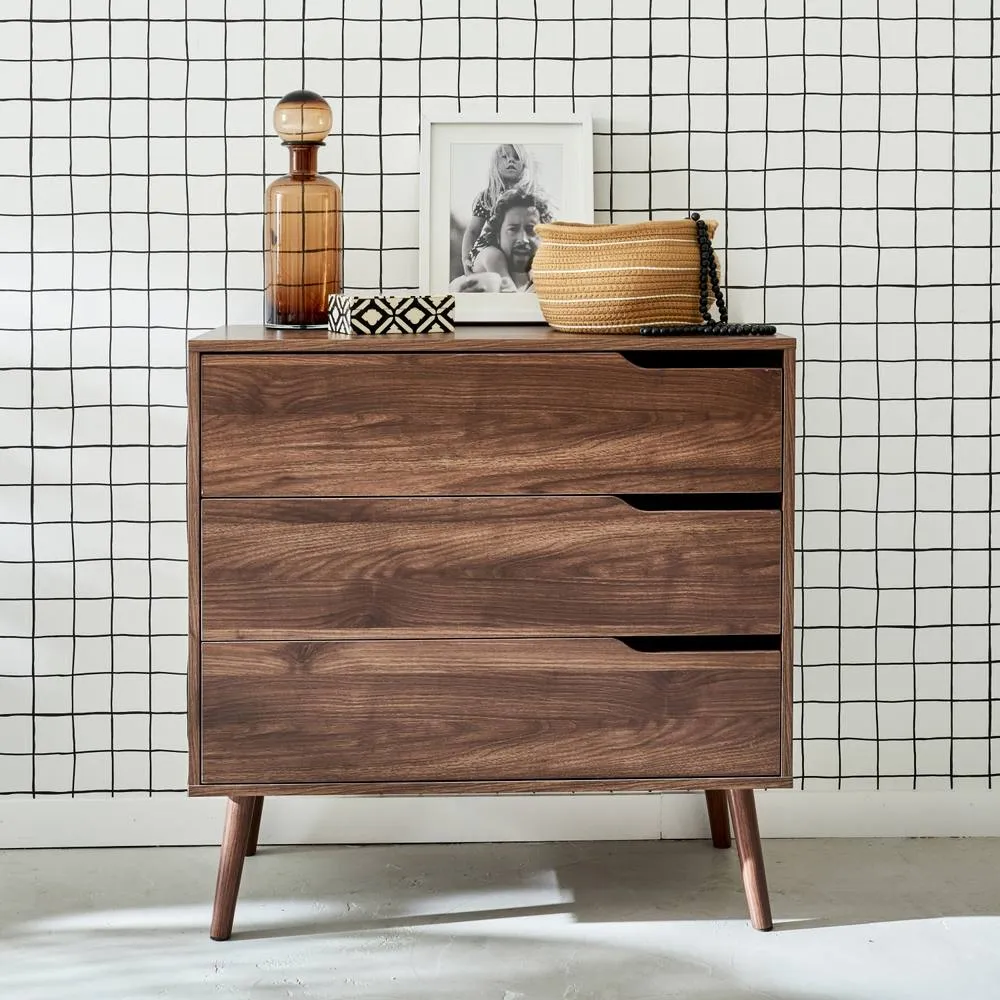 sweeek 3-drawer Chest With Walnut Wood Effect in Dark Brown 4
