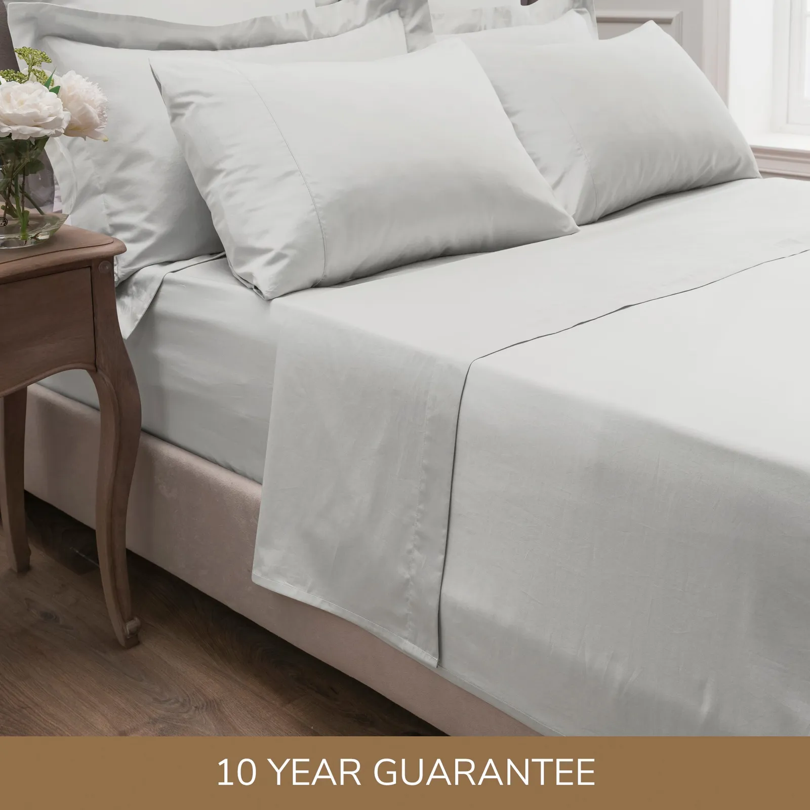Dorma 300 Thread Count 100% Cotton Sateen Plain Flat Sheet White