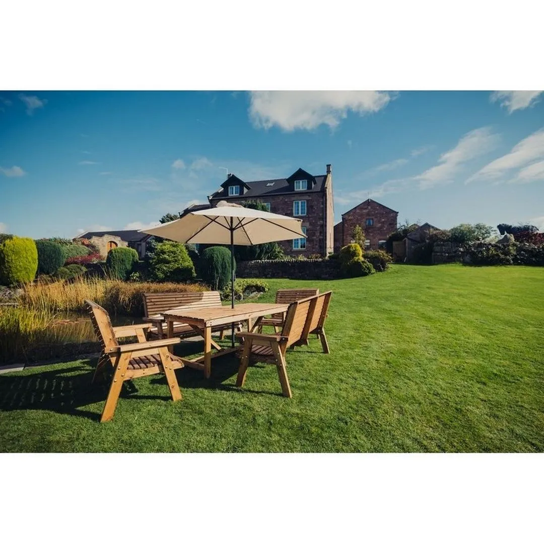 Churnet Valley Garden Furniture Ltd Valley Seat 10 Set 2X2B 2X3B Table - Minimal Assembly Required in Brown 4