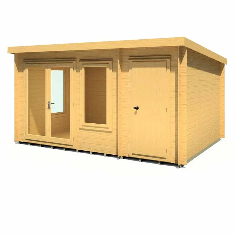 Shires Elm 10 x 14 Feet Log Cabin in 19 mm Logs - L419 x W299 x H225 cm in Light Brown 5