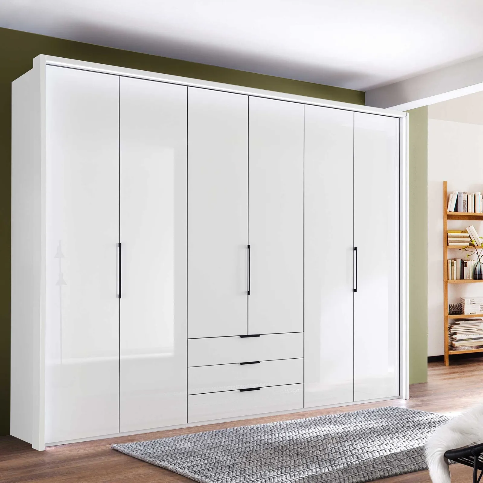 Templin 2000 6 Glss Door Combi Wardrobe, White | Barker & Stonehouse 2