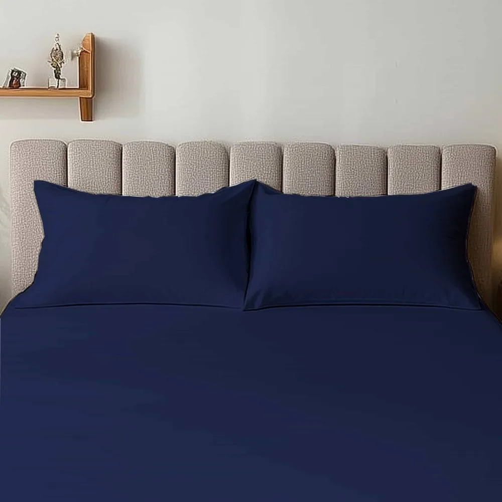 Snug City Microfibre Soft Touch Plain Dyed Housewife Pillowcase Pair in Navy