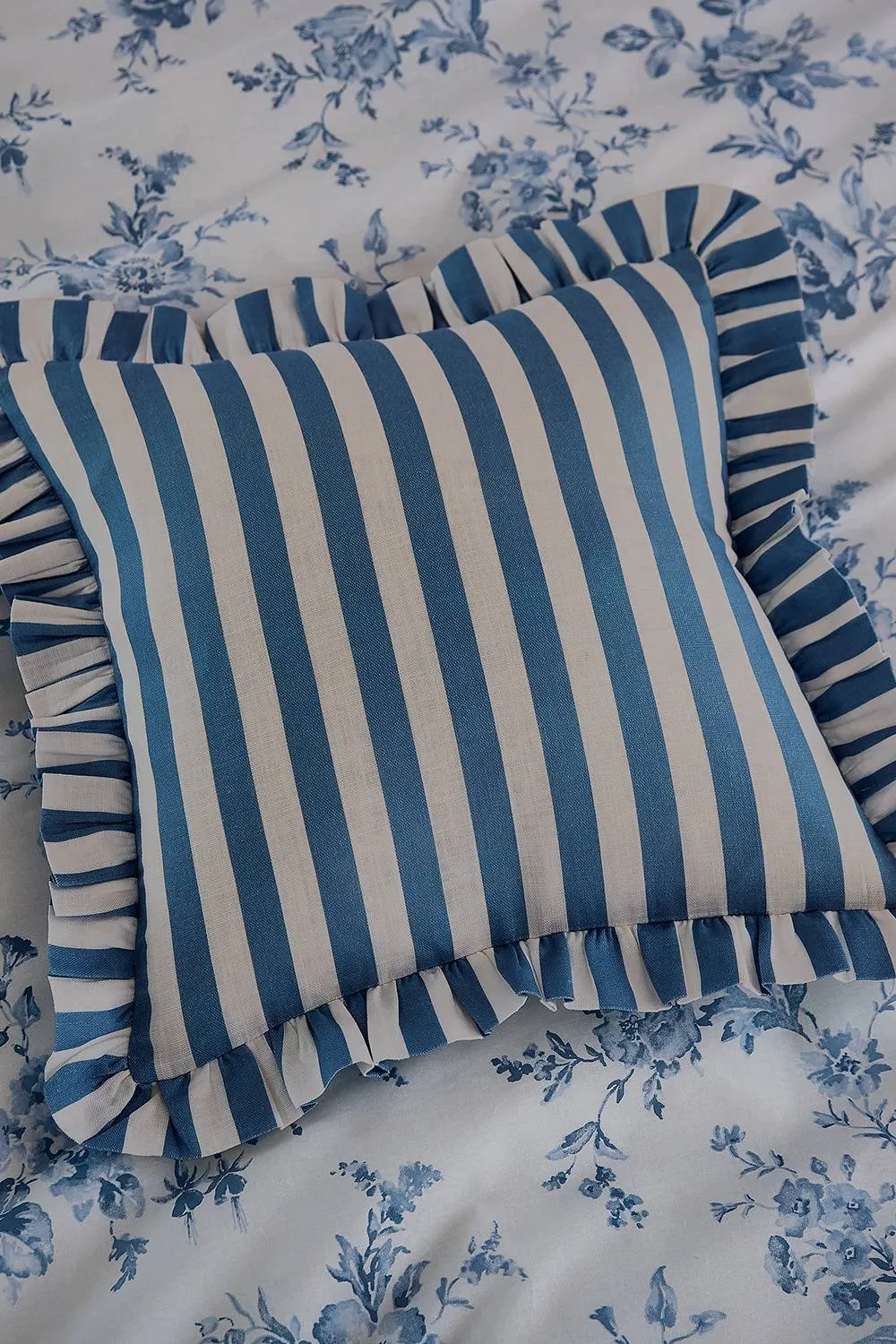 Helena Springfield 'Candy Stripe' Cotton Cushion in Blue 2