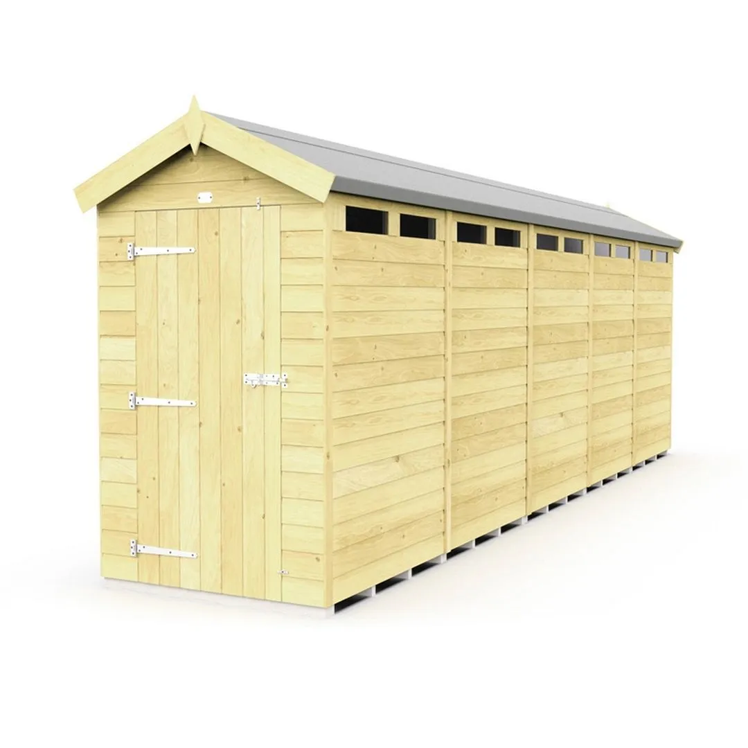 Buttercup Farm 4 x 20 Feet Apex Security Shed - Single Door - L592 x W118 x H217 cm in Brown