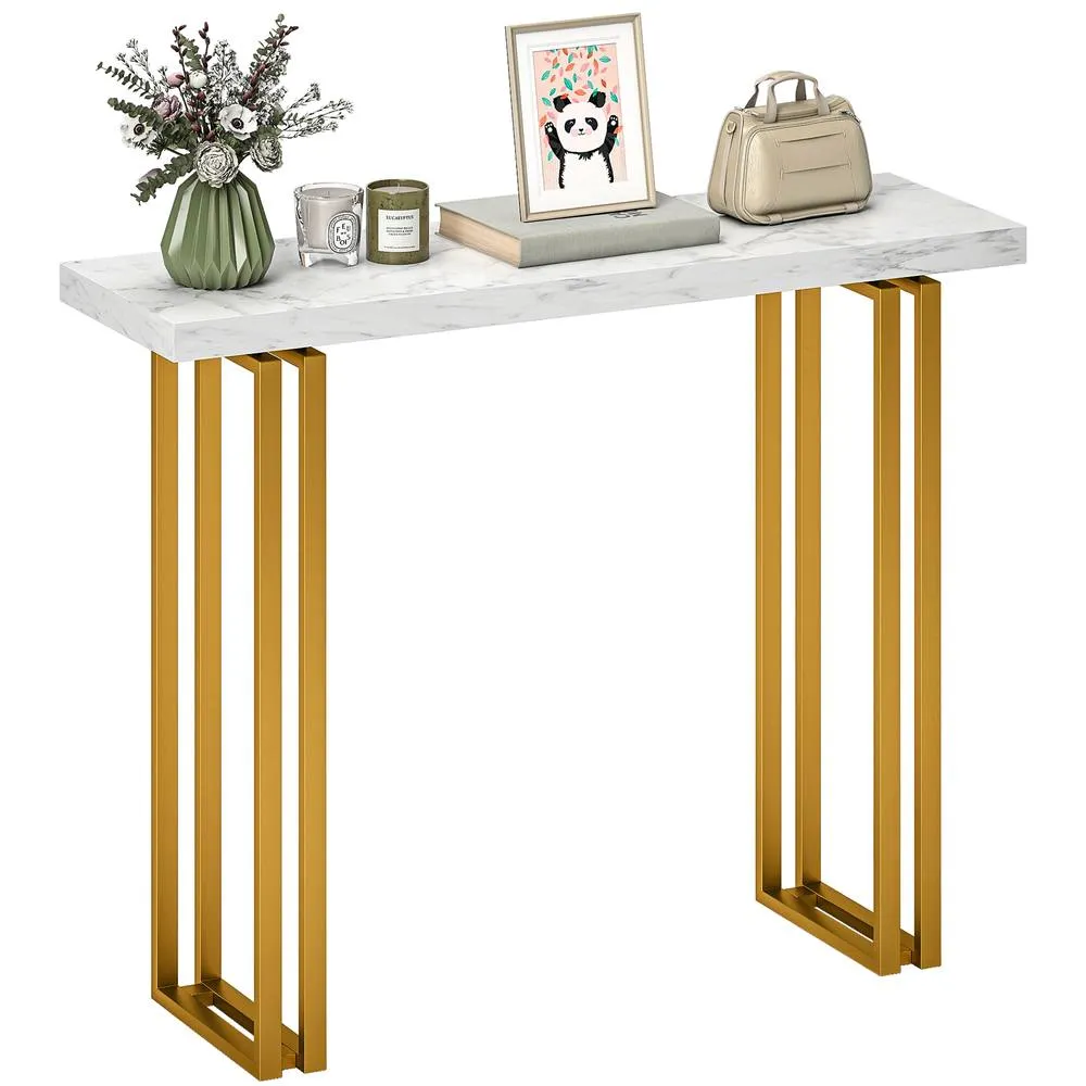 HOMCOM Modern Slim Long Accent Sofa Side Hall Desk for Hallway, White 2