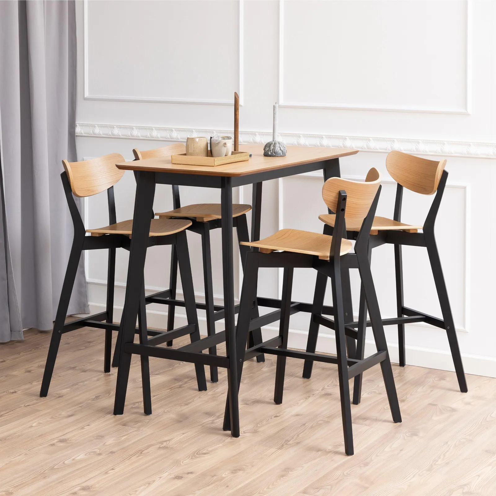 Furniture To Go Roxby Bar Stool, Black & Oak Set of 2 5