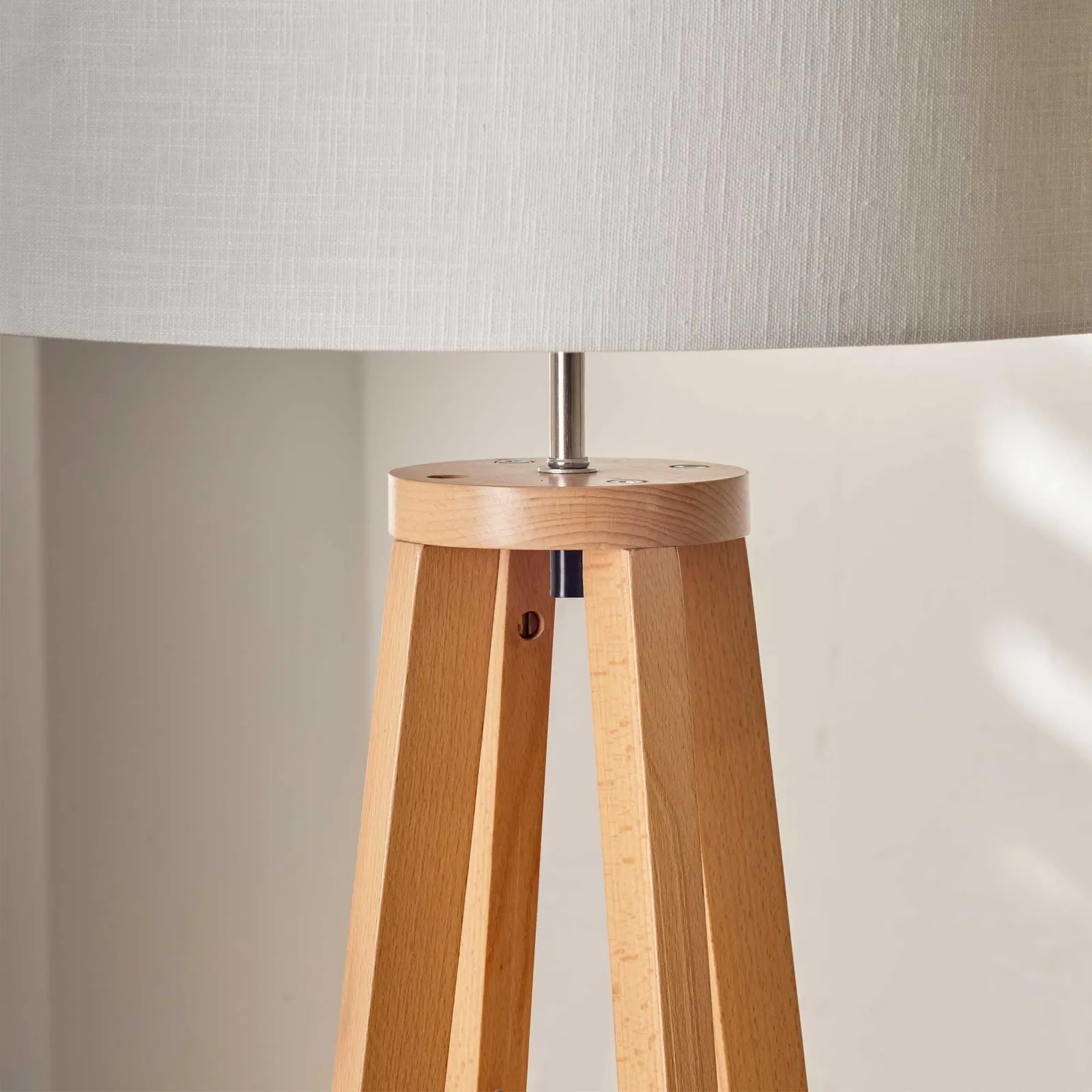 Natural Wood Tapered Floor Lamp, White | Barker & Stonehouse 2