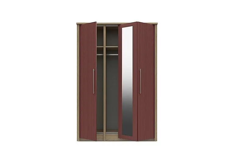 Chelsea 3 Door Bifold Wardrobe with Mirror Door and Silver Handles