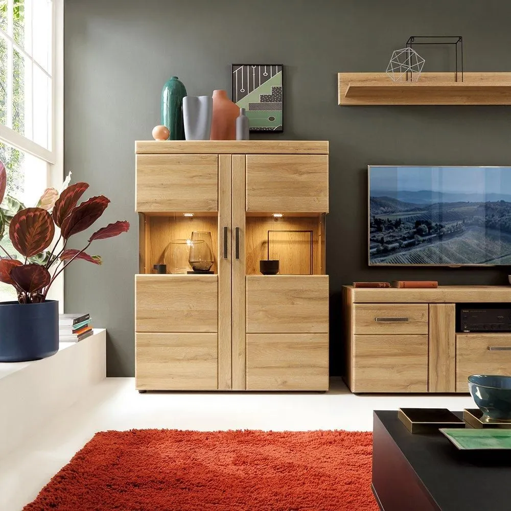 Furniture To Go Cortina 2 Door 1 Drawer Tall TV Cabinet in Brown 5