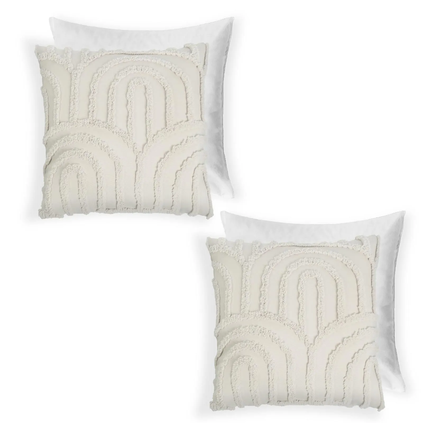 OHS 2 Pack Tufted Arch Filled Cushion Cover in Natural