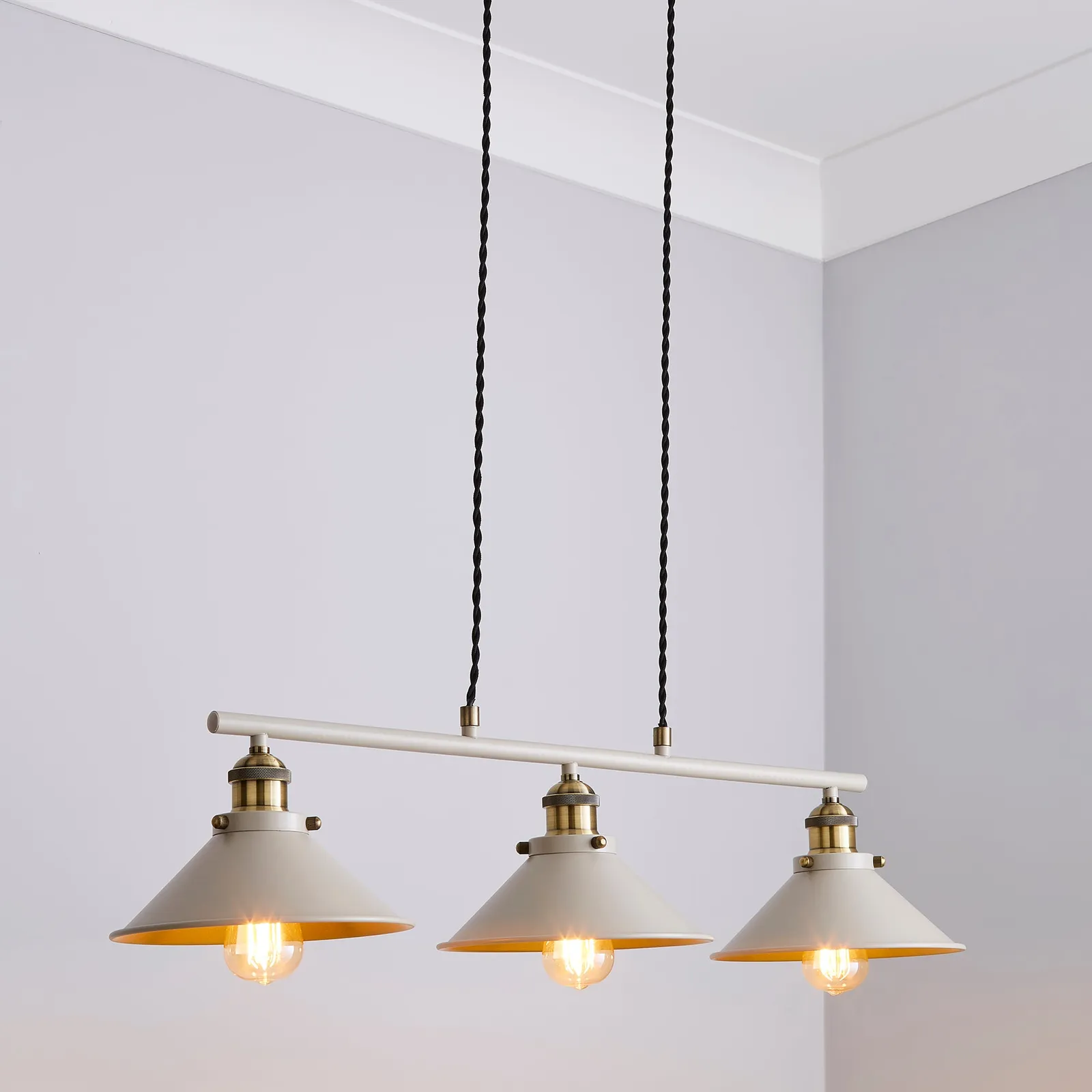 Logan 3 Light Diner Ceiling Fitting Beige